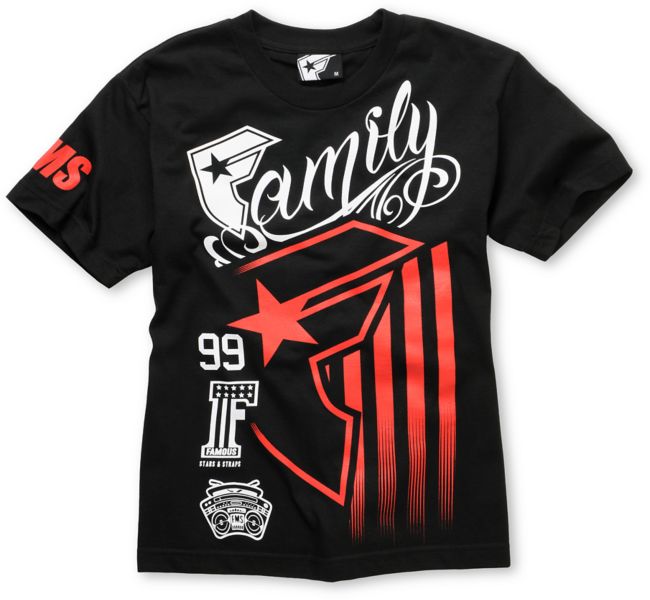 Famous Stars & Straps Boys Stripes Rally Black Tee Shirt