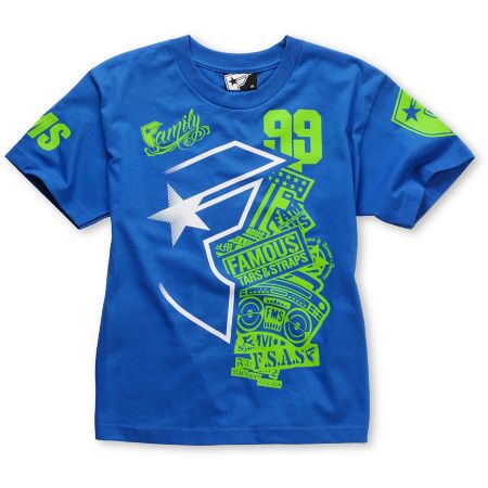 Famous Stars & Straps Logo Blast Boys Blue Tee Shirt