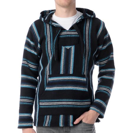 Senor Lopez Black, Navy, & Silver Poncho