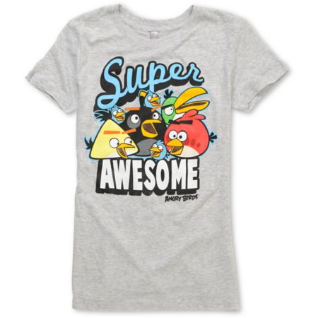 Angry Birds Girls Awesomeness Grey Tee Shirt