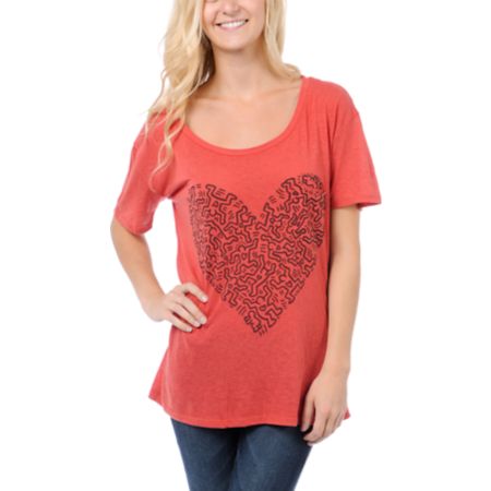 Obey Girls Keith Haring Loving Heart Throwback Tee Shirt