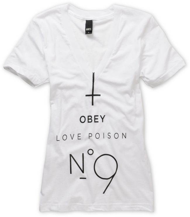 Obey Girls No. 9 White V-Neck Tee