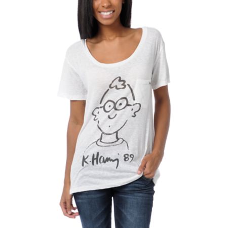 Obey Girls Keith Haring Self Portrait Throwback Tee Shirt