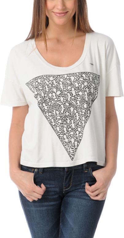 Obey Girls Keith Haring Triangle Vintage Crop Tee Shirt