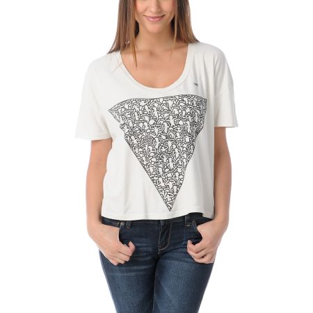 Obey Girls Keith Haring Triangle Vintage Crop Tee Shirt