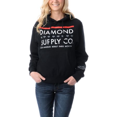 Diamond Supply Girls Roots Black Pullover Hoodie 