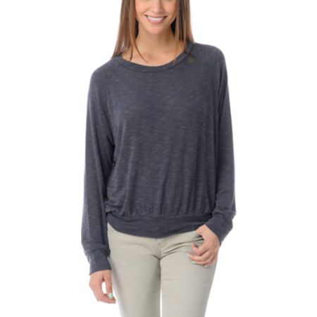 Obey Thayer Boyfriend Fit Slate Grey Raglan Top