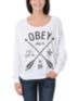 Obey Girls Crossed Arrows White Raglan Top