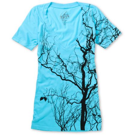 Lira Girls Timber Turquoise V-Neck Tee Shirt 