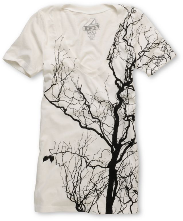 Lira Girls Timber White V-Neck Tee Shirt