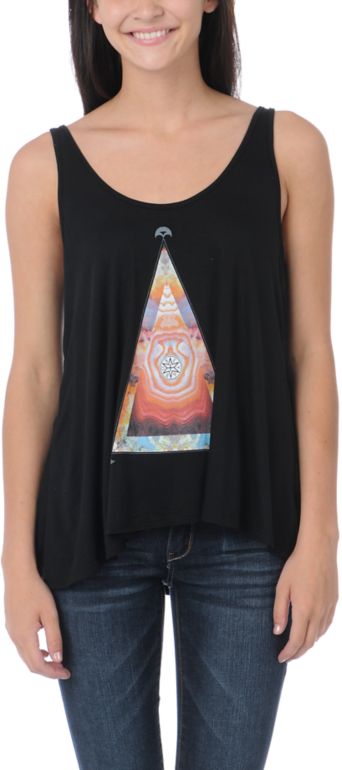 Obey Girls Pyramid Stone Black Heartbreaker Tank Top