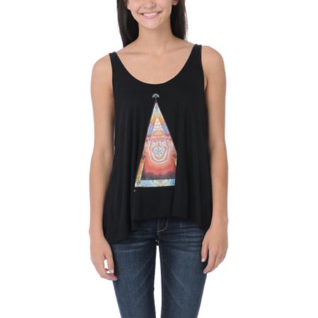 Obey Girls Pyramid Stone Black Heartbreaker Tank Top