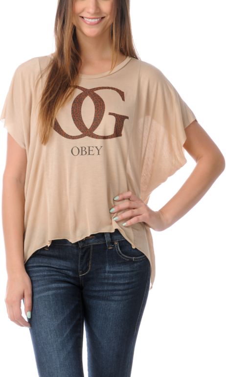 Obey Girls OG Leopard Straight Line Tee Shirt
