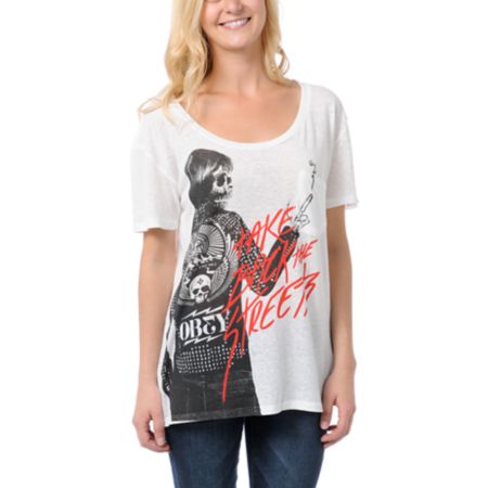 Obey Girls Punker Chick Throwback Tee Shirt