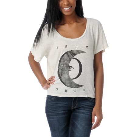 Obey Girls Eye Of The Moon Natural Slub Dolman Top