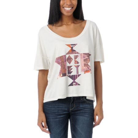 Obey Girls United Geo Natural Vintage Crop Tee Shirt