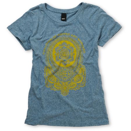 Obey Girls United Art Workers Heather Blue Tee Shirt