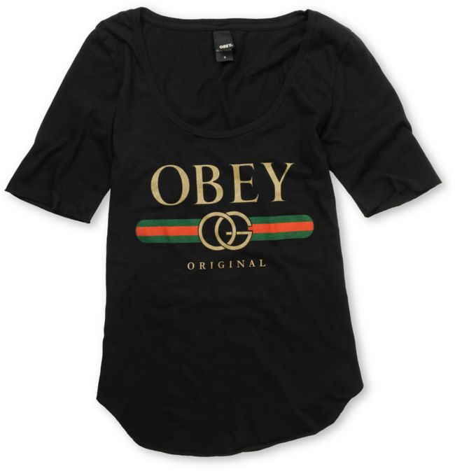 Obey Girls Bootleg Black Dance Tee Shirt