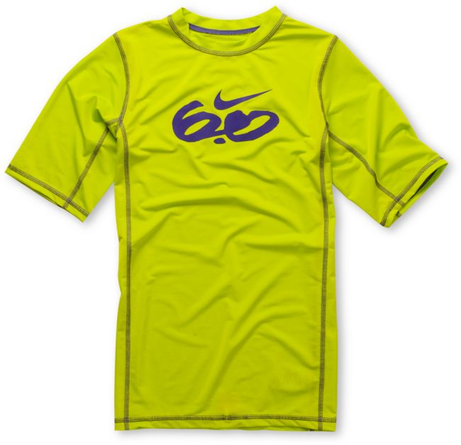 Nike 6.0 Boys Short Sleeve Lime Green Rash Guard