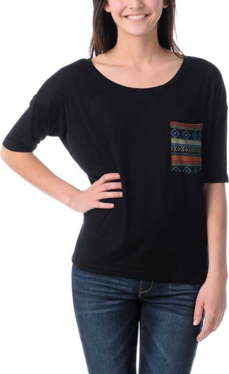 Lira Girls Mayan Black Rayon Top