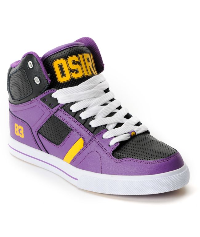 Osiris NYC 83 Vulc Baller Series Purple, Black & Yellow Shoe