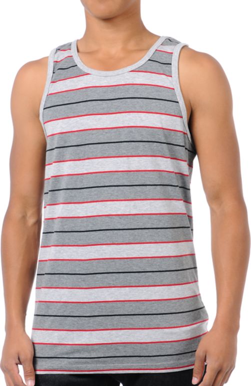 Empyre Infrared Grey Striped Tank Top