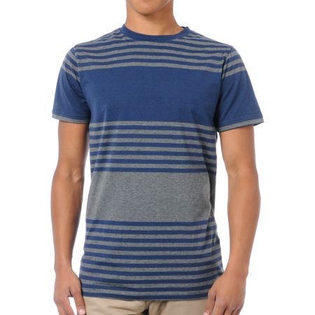 Empyre Mope Blue & Grey Striped Knit Tee Shirt
