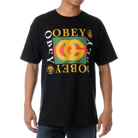 Obey Knockoff Black  Crew Neck Tee Shirt