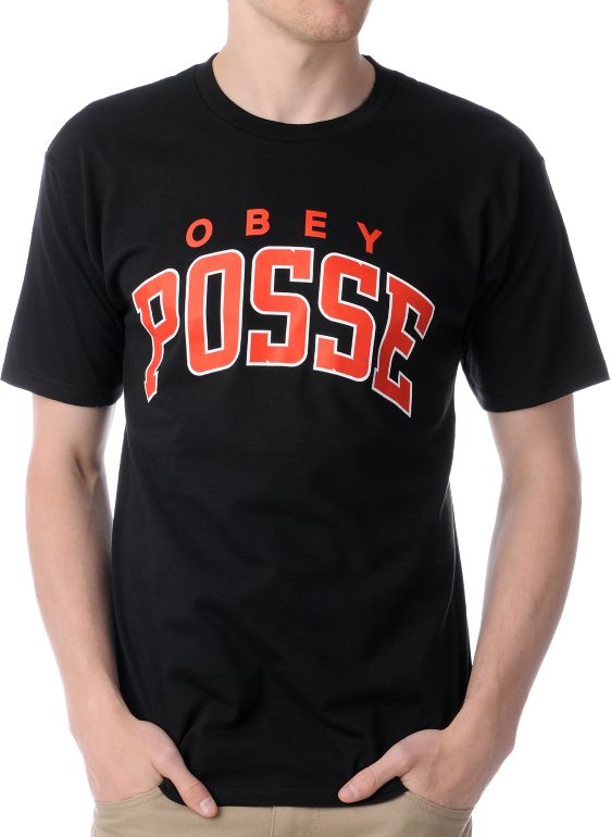 Obey Arched Posse Black Tee Shirt