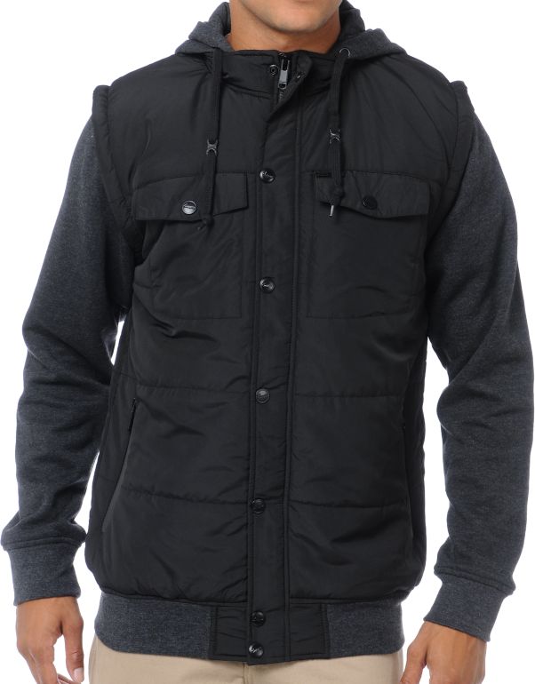 Empyre Trendon Charcoal & Black Vest Hoodie