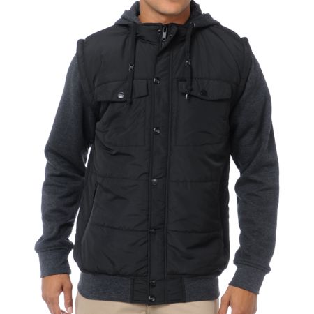 Empyre Trendon Charcoal & Black Vest Hoodie