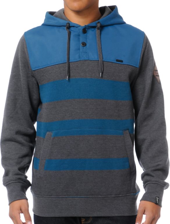 Empyre Guys Double Dutch Charcoal & Blue Striped Pullover Hoodie