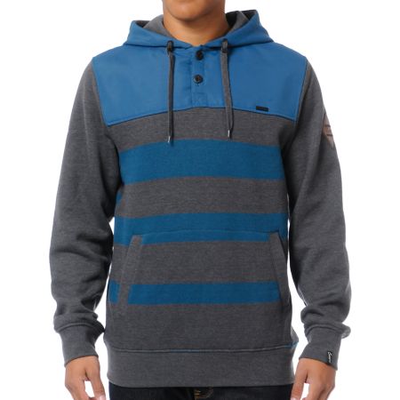 Empyre Guys Double Dutch Charcoal & Blue Striped Pullover Hoodie