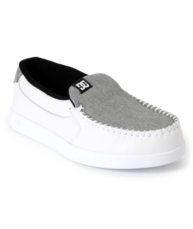 DC Villain White & Grey Herringbone Slippers