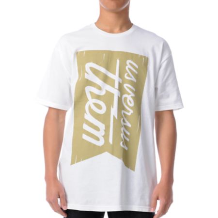 Us Vs Them Banner Magnum White Tee Shirt
