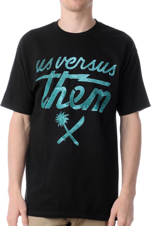 Us Vs Them Stamp Black Tee Shirt