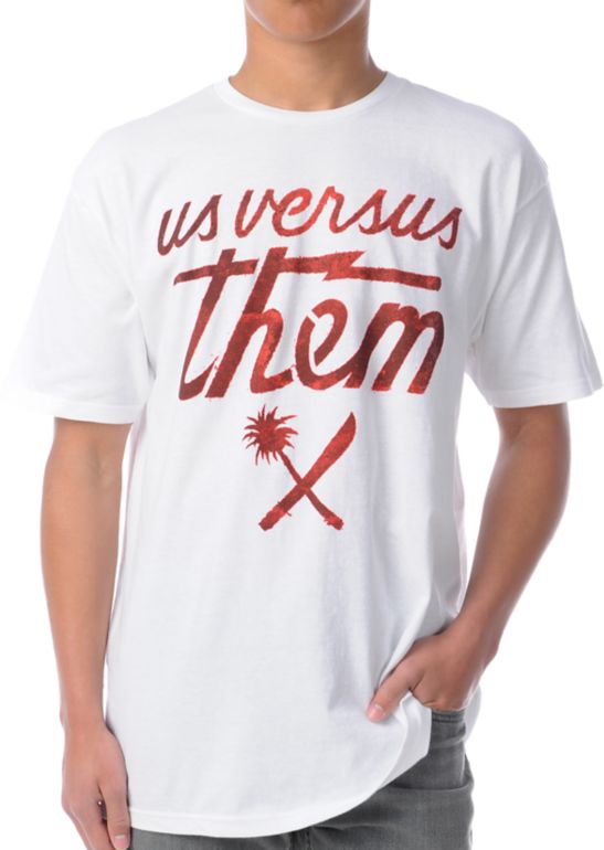 Us Vs Them Stamp White Tee Shirt