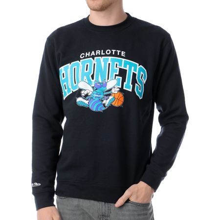NBA Mitchell and Ness Charlotte Hornets Arch Crew Neck Sweatshirt