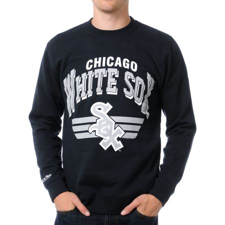 MLB Mitchell and Ness White Sox Stadium Black Crew Neck Sweatshirt