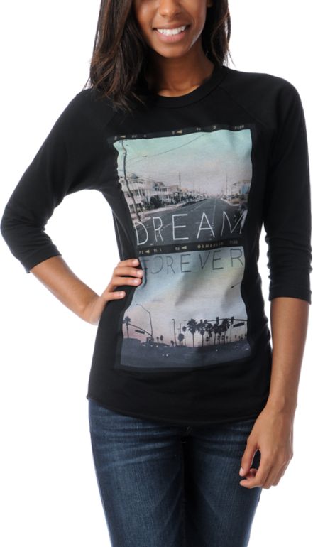 Glamour Kills Dream Forever Black Baseball Tee Shirt