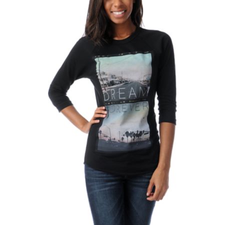 Glamour Kills Dream Forever Black Baseball Tee Shirt