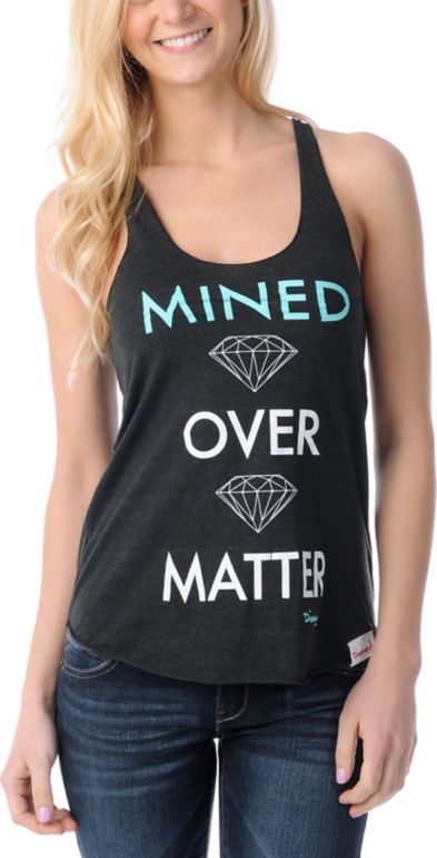 Diamond Supply Girls Mined Over Matter Charcoal Grey Tank Top