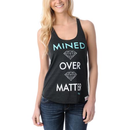 Diamond Supply Girls Mined Over Matter Charcoal Grey Tank Top 