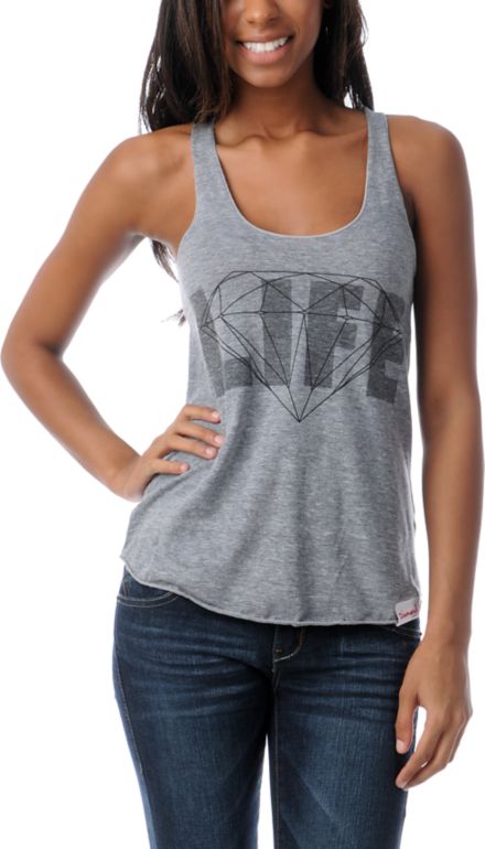 Diamond Supply Girls Diamond Life Heather Grey Tank Top