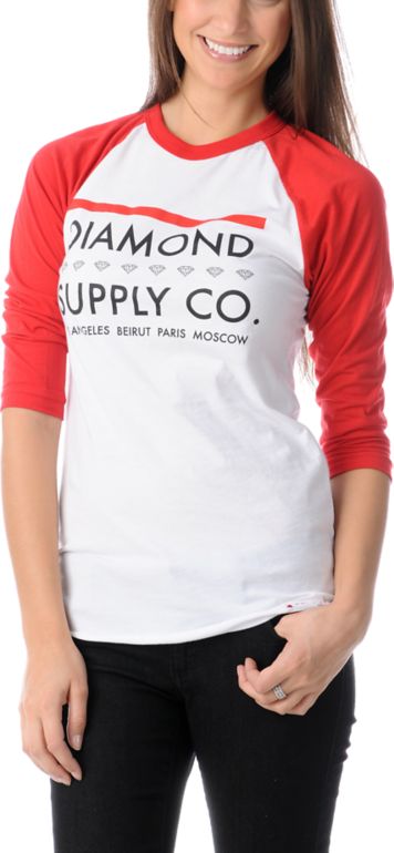 Diamond Supply Roots Girls Baseball Tee Shirt