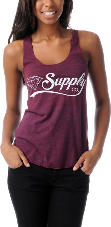 Diamond Supply Girls Diamondaire Burgundy Tank Top