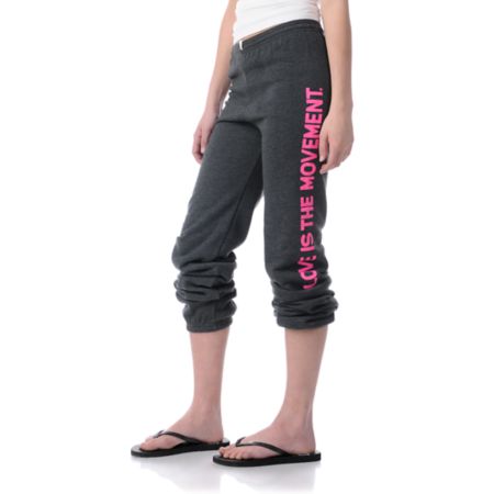 TWLOHA Movement Girls Charcoal Grey & Pink Sweatpants