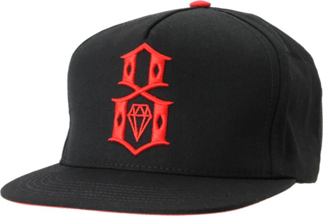 REBEL8 Logo Black & Red Snapback Hat