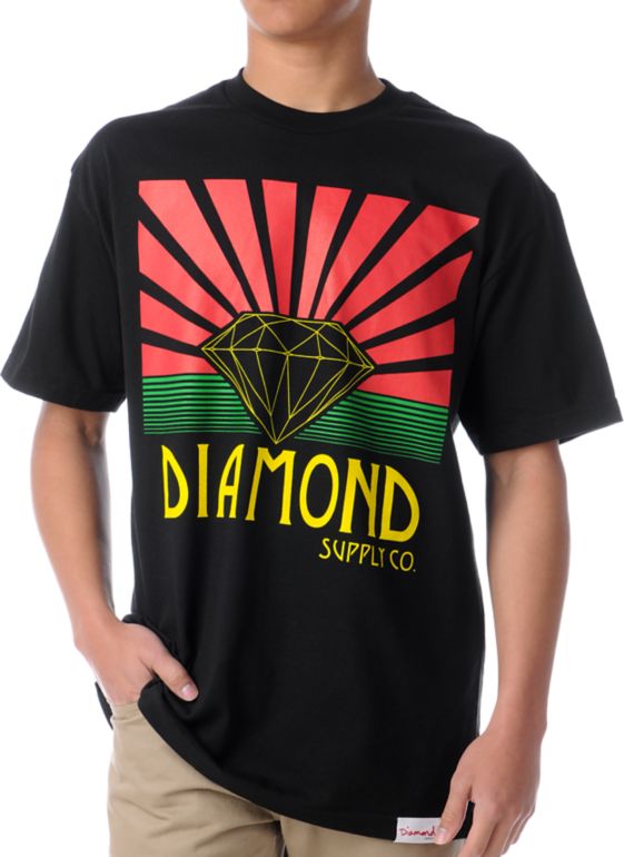 Diamond Supply Co Shining Black & Rasta Tee Shirt