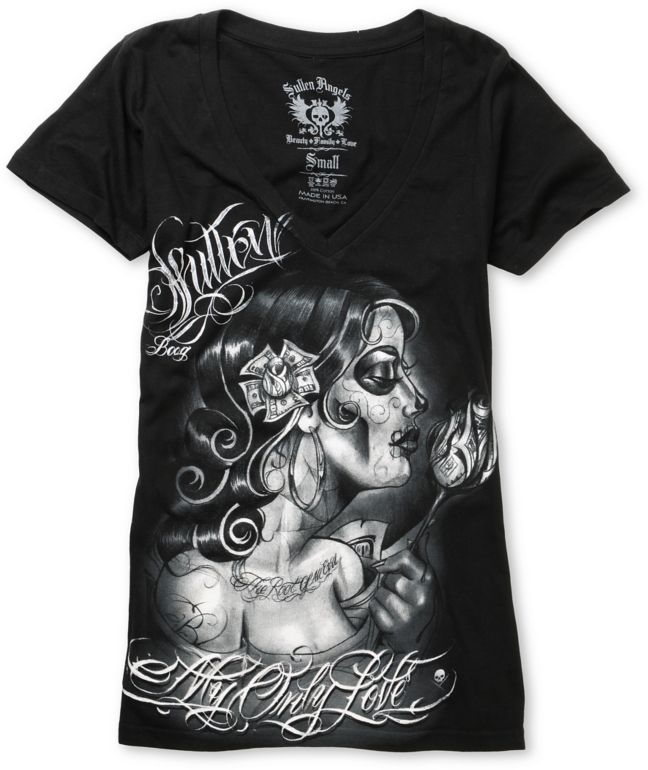 Sullen Girls My Only Love Black V-Neck Tee Shirt